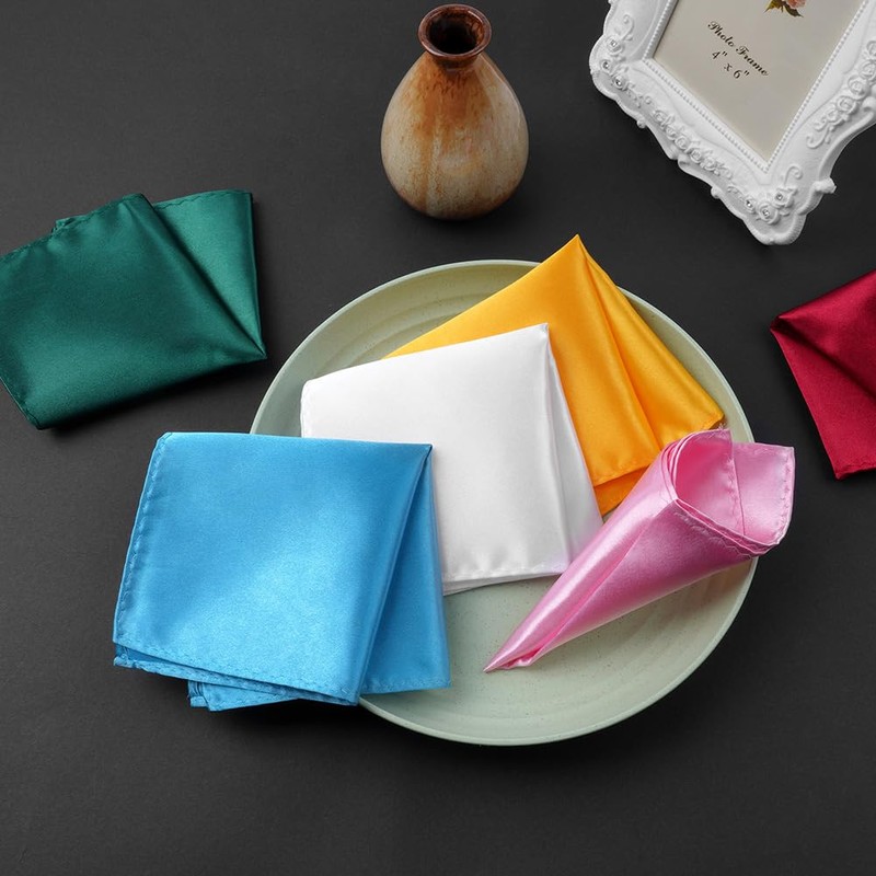 URAQT Pocket Square Plain Men's Pocket Square Holder Pre-Folded Fabric