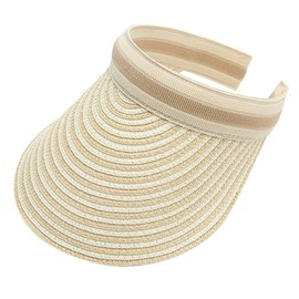 PRETYZOOM 1pc Summer Face Cover Outdoor Woven Hat Caps Empty Straw Hat Beach Hats Beach Cap Sun Block Hat Wide Clip on Visor Hat Beach Sun Hats Empty Hat Women's Sun Protection Beige