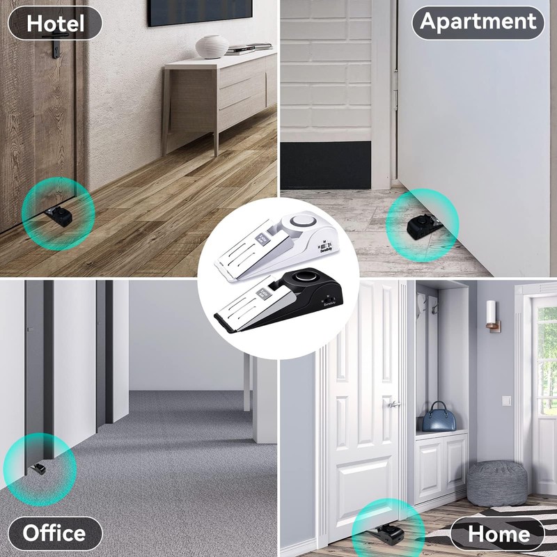 Custelen 120dB Door Stopper Alarm with Siren - Black Rubber