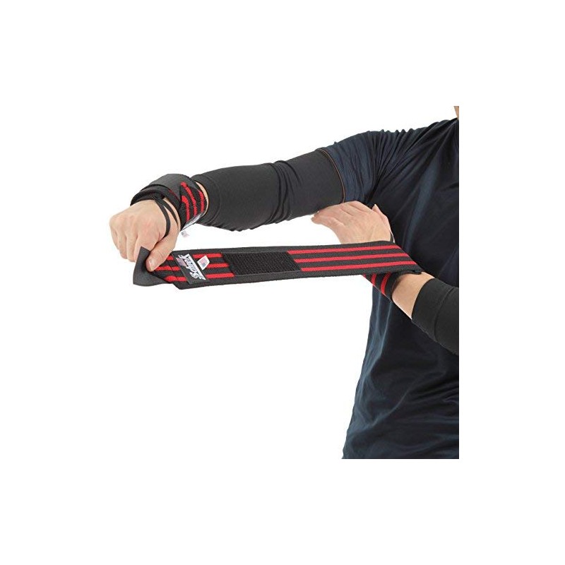 Schiek Wrist Wrap, 24 Inches, Free Weight Training Use, red