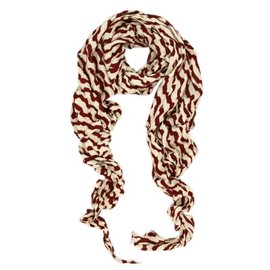 Premium Lightweight Long Crinkle Stripe Scarf, Burgundy