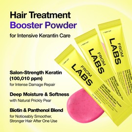 FROM LABS Hair Treatment Booster Powder for Intensive Keratin Care, Mix with FROMLABS Protein Capsule Hair Repair Treatment, For Damaged, Bleached & Frizzy Hair, 8 Single‑Use Packets