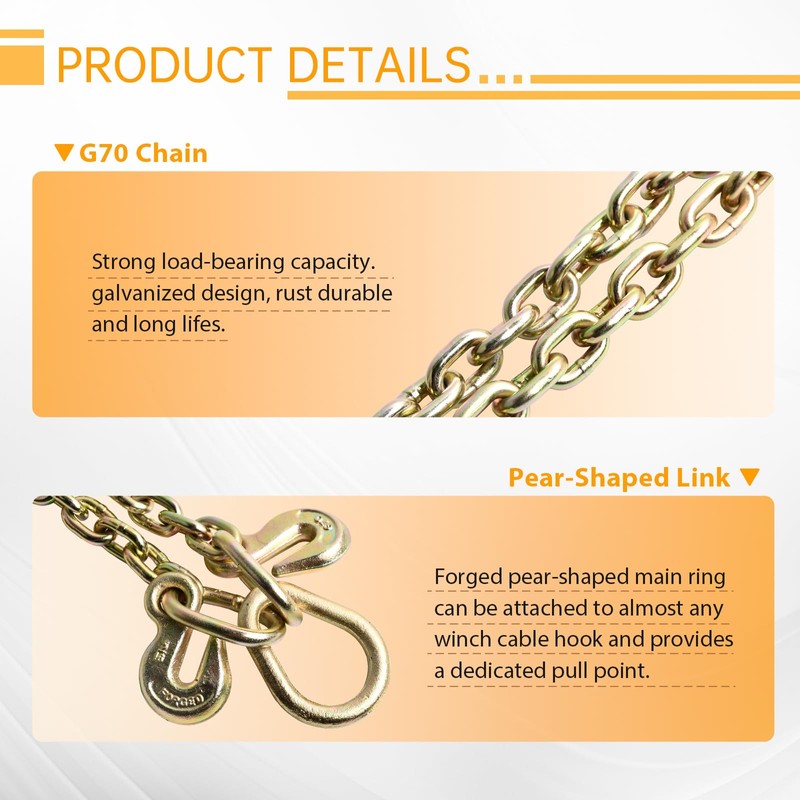 Tow Chains with Hooks, higehio 5/16" × 24" Tow Chain