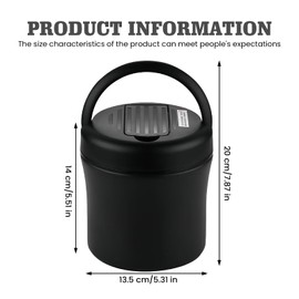 Thermal Container for Food, 1200 ml Thermal Bowl with Lid and Spoon, Leak-Proof, Thermal Lunch Box, Stainless Steel Lunch Box for School, Office, Work, Picnic, Soups, Yogurt, Porridge Meals, Black