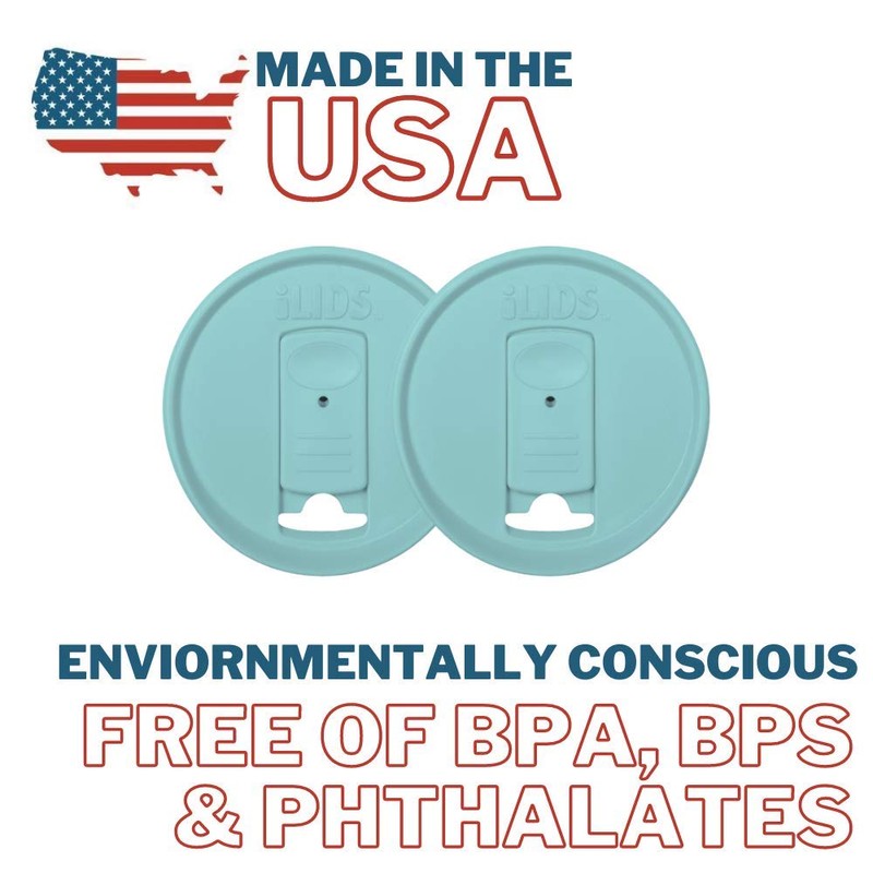 iLids Mason Jar Drink Lid, Wide Mouth, Seafoam, 2-Pack