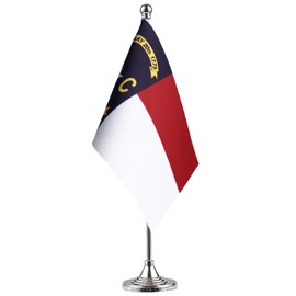 GentleGirl.USA North Carolina State Flag North Carolina NC Flag, Small Mini North Carolinas State Flag Desk Flag Stick Office Table Flag on Stand Base,Festival Events Celebration,Desk Decoration