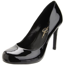 Jessica Simpson Womens Calie Patent Leather Round-Toe Pumps, Black Patent, 9.5 Wide