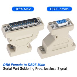 MEIRIYFA DB9 zu DB25 Serielle Adapter Koppler, DB9 Buchse zu DB25 Stecker RS-232 Geschlechtsumwandler AT Modem Adapter Connetor für PC Serielle Geräte (2PCS)