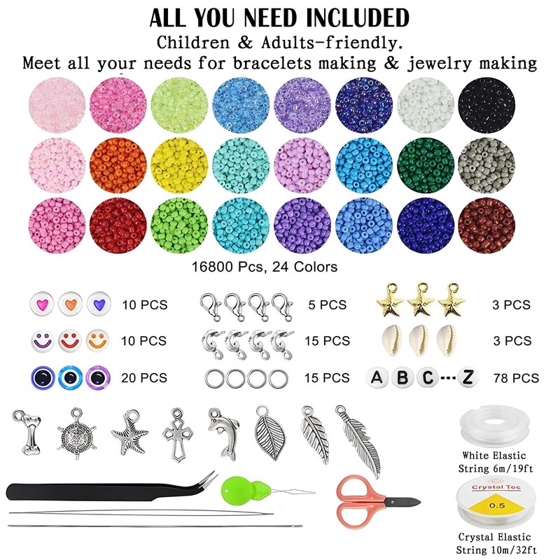 THINTON 16800 Pieces 2 mm Beads for Bracelets, Bracelets DIY