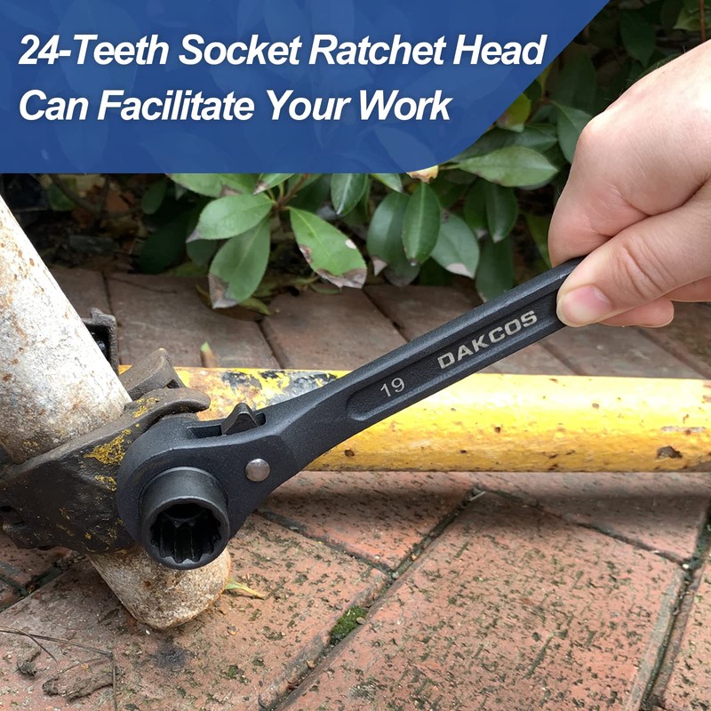 DAKCOS 19mm×22mm OR 3/4"×7/8" 12 Point Double Ended Socket Ratcheting