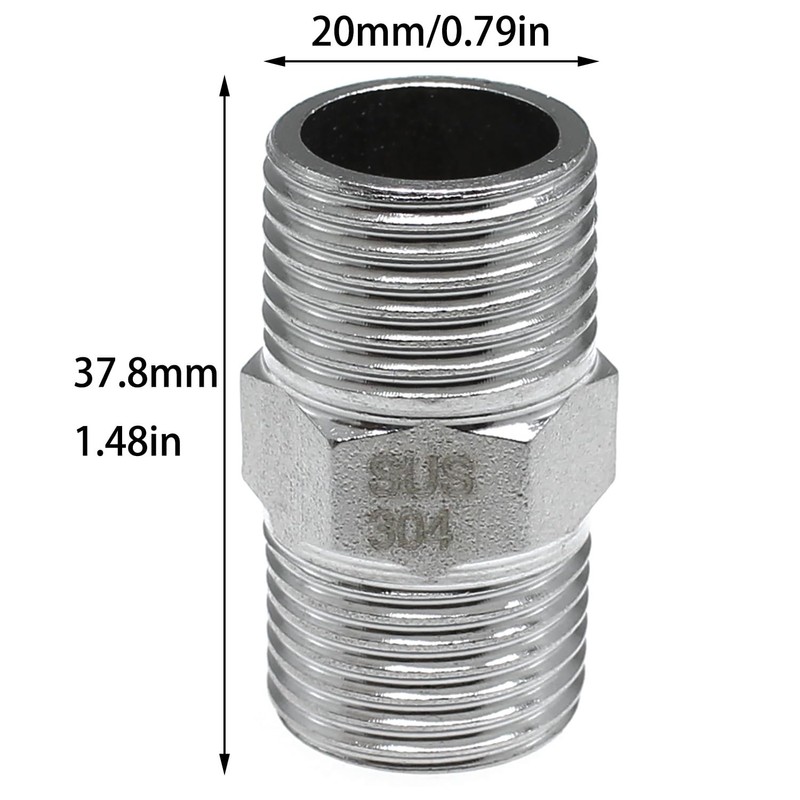 Bxian 2PCS 304 Stainless Steel G1/2 to G1/2 Male Shower