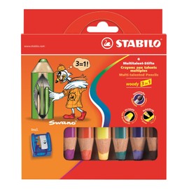 Stabilo Woody 88062 Multitalent Pencils 3-in-1 Pack of 6 in Box