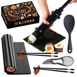DIY Sushi Set - Sushi Maker Set with Bazooka, Maki Roller and Moulds, DIY Sushi Starter Set for Beginners, Sushi Accessories for Perfect Rolls, Sushi Gift Set for Home