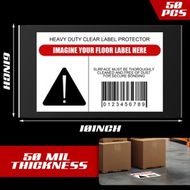 Janlaugh 50 Pcs Industrial Clear Label Protectors 10 x 6 Inch Waterproof Clear Labels Seals for Protecting Barcodes, Industrial Floor Markers, Numbers