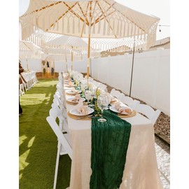 Seveups 8Pack Emerald Green Cheesecloth Table Runners 120Inch Gauze Table Runner Cheese Cloth Emerald Green Table Runner Rustic Sheer Runner for Wedding Baby Shower Birthday Party Table Decor