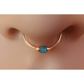Septum Ring - 22 gauge Tiny Turquoise septum Ring - 14k Gold Filled Beaded Septum Ring - Septum hoop
