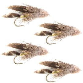 The Fly Fishing Place Muddler Minnow Fly Fishing Flies - Classic Bass and Trout Streamers - Set of 4 Flies Hook Size 8