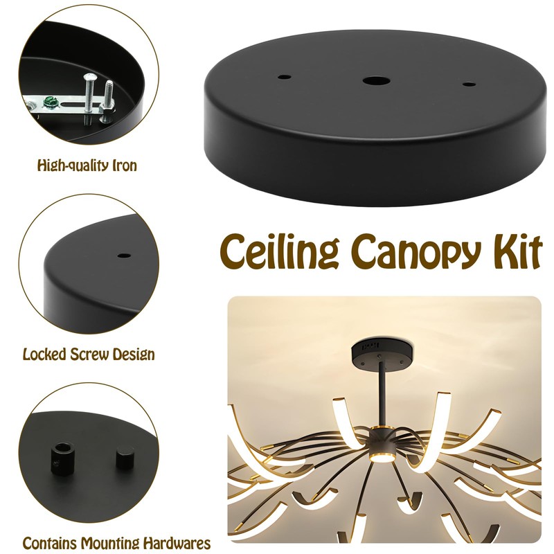 Biaungdo 6 Inch Ceiling Lighting Canopy Kit, Black Pendant Light