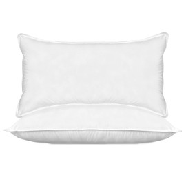 Elegant Comfort 100% Cotton Shell Solid Hotel Pillows, Super Plush Bed Pillows for Side Back & Stomach Sleepers, Cooling Gel-Infused Filling, 2-PACK Standard/Queen Pillow Set , White