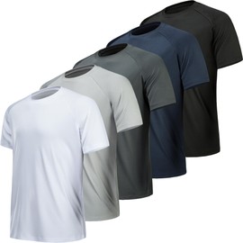 MLYENX 5/7 Pack Workout Shirts for Men Quick Dry Moisture Wicking Mens Gym Shirts Athletic T-Shirts