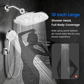 10" Rain Shower Head with Handheld Spray, Dual High Pressure Showerhead