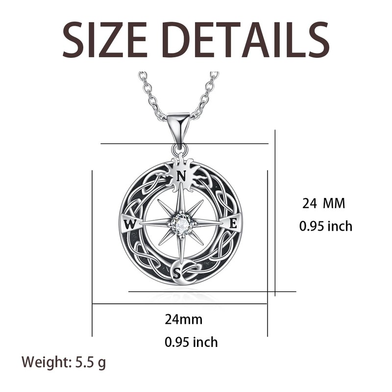 HELORET Compass Necklace Sun and Moon Compass Pendant Necklace Inspirational