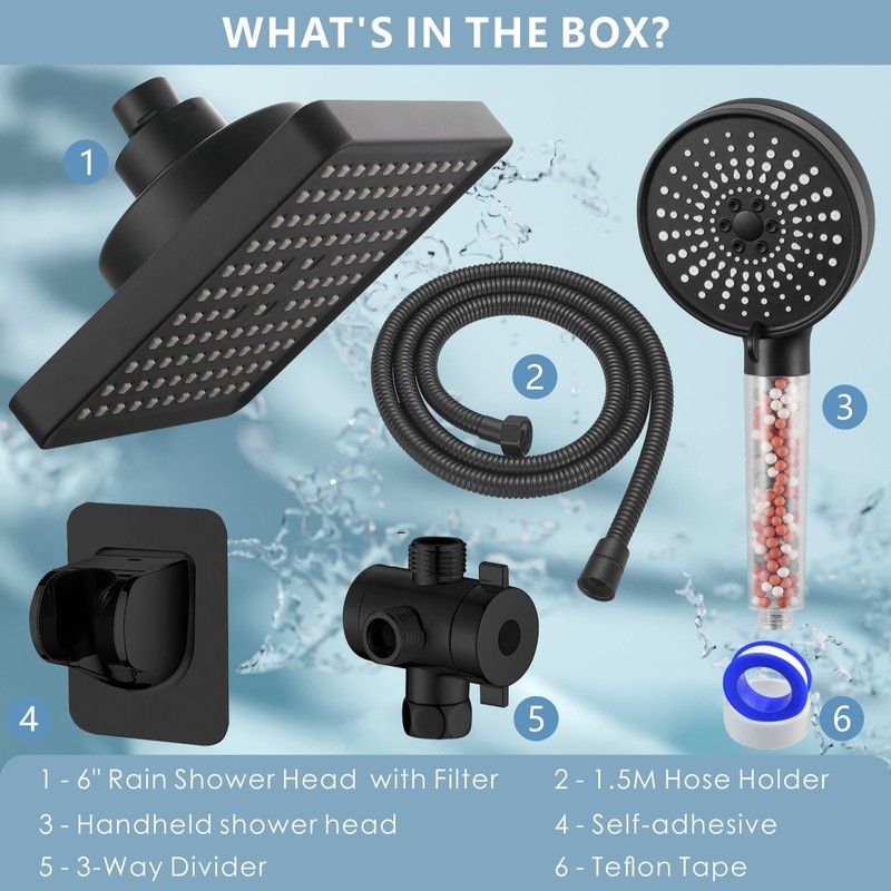 Nuodan Filtered Shower Head with Handheld Combo, High Pressure Rain