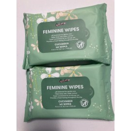Orchid Feminine Wipes Cucumber, Total of 80 Wipes 5-inch x 7- inch (2 Item)