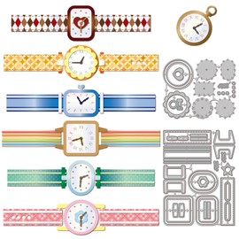 GLOBLELAND Vintage Pocket Watch Clock Cutting Dies for Card Making Wrist Watch Metal Die Cuts Flowers Shapes Cuts Stencils for DIY Embossing Paper Cuts Scrapbooking Decor