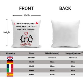 HUASHUZI Cushion Covers Penguin Valentines Day Gifts for Boyfriend Girlfriend Couples Wedding for Her Men Husband Wife Birthday Decorations Pillow Case Couch Sofa 18"X18"(45x45cm)