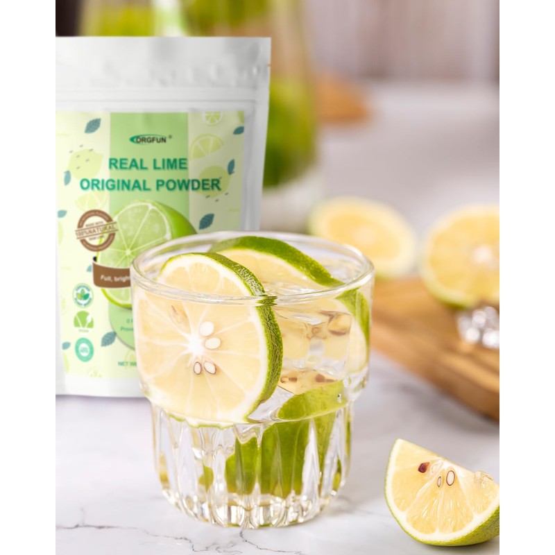 ORGFUN Original Lime Powder, Whole Lime Juice Freeze Dried Powder,
