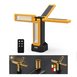 iodoo 13200mAh Rechargeable Solar Work Light, IPX4 Waterproof with Folding Stand Support and Portable Carrying Bag, 8000 Lumen Stepless Dimmable, 4 Lighting Modes, White/Warm/Warm White (No Tripod)