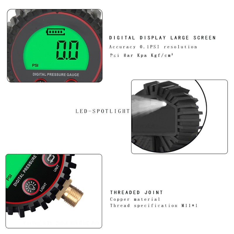 Digital Pressure Gauge Large LCD Display Fast and Accurate Reading