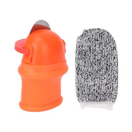 Cuchillo de silicona para pulgar, cuchilla de acero inoxidable para recortar la manga del dedo, cuchillo para recoger plantas para melón de uva para(Navaja pequeña para pulgar + 1 funda anti-corte)