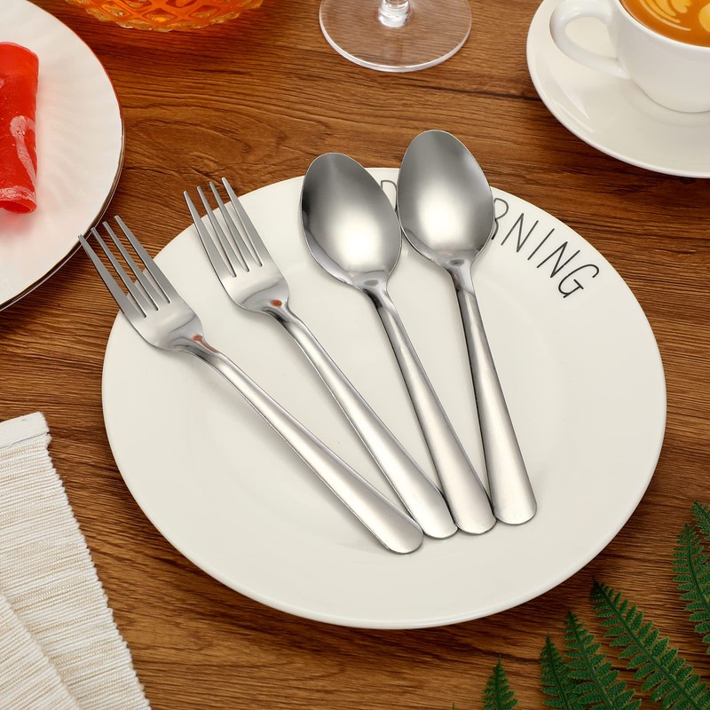 BBTO 100 Pcs Forks and Spoons Silverware Set Bulk Stainless