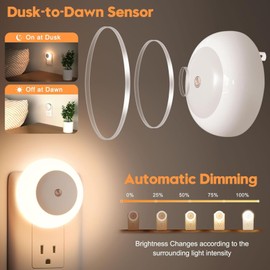genkigold 2Pcs Plug-in Night Light with Dusk to Dawn Sensor - LED Nightlight for Adults Warm White (UK Plug) - 0.5W, 2 Pack - Great for Bedroom, Bathroom, Hallway, Kitchen