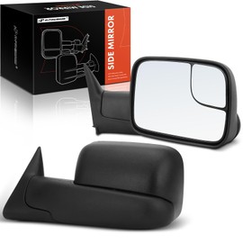 A-Premium Towing Mirrors Compatible with Dodge Ram 1500 1994-2001, Ram 2500 1994-2002, Ram 3500 1994-2002 - Manual Folding Flip Black - Pair Set