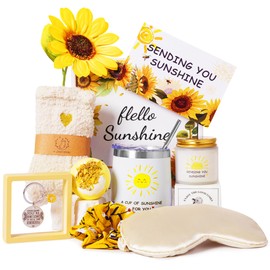 Sunflower Birthday Gifts for Women,Get Well Soon Gift Baskets Her Self Care Package Relaxation Spa Bath Gift Set Box Christmas Pamper Hamper thank you retirement teachers Friends Sisters Wife Mum