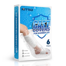 NITTIID Waterproof Cast Covers for Shower Leg Watertight Seal Knee Ankle Foot Cast Protector for Adult Kids Surgery Bandage Dressing Wound, Resusable 6 Pack Half Leg Cover, universal