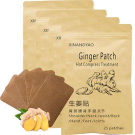 100 Patches Ginger Herbal Hot Patch,Back&Neck&Shoulder&Knee&Joints,8-Hour Self-Heating Pads(12 * 8cm)