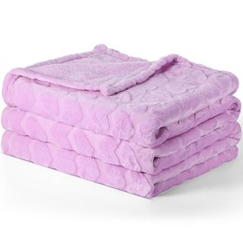 SmoothNovelty Valentine's Day Heart Throw Blanket 60"x80" Fleece Flannel Blanket Purple Twin Size Blanket Lavender Plush Blanket All Season Preppy Bedding Stuff for Couch Sofa Bed Dorm Living Room