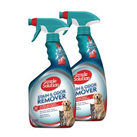Simple Solution Stain and Odor Eliminator Spray, Pee Stain Remover, Enzyme Carpet Cleaner, Dog Smell Remover for Carpets, Dog Odor Remover, 32 oz (Pack of 2)