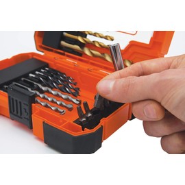 Black+Decker A7235 Bit und TIN-Bohrer-Set für Bohr-und Schraubarbeiten inklusiv Magnethalter in praktischer Aufbewahrungsbox, 27-Teilig