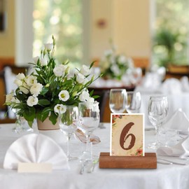 Pack of 5 Wooden Card Holders, Menu Card Holder, Place Card Holder Wood for Table Top, Picture Holder, Photo Stand, Table Number Plates, Wedding Place Card Holder, Rectangular Holder, 10 x 3 x 2 cm