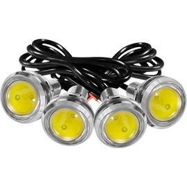 JRQLOV 4Pcs 23mm COB DC 12V Eagle Eye LED Car Fog DRL Daytime Running Light Car ATV Camper Trunk Motorcycle Marker Lights Lamp Tail Reverse Fog Light Signal Lamp (White)