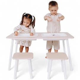 Woodandhearts Sensory Table with 2 Molds & 2 Stools, Made in EU, sensory table for toddlers, kids sensory table, sensory table with chairs, sensory table for kids sand table, sensory play table wooden