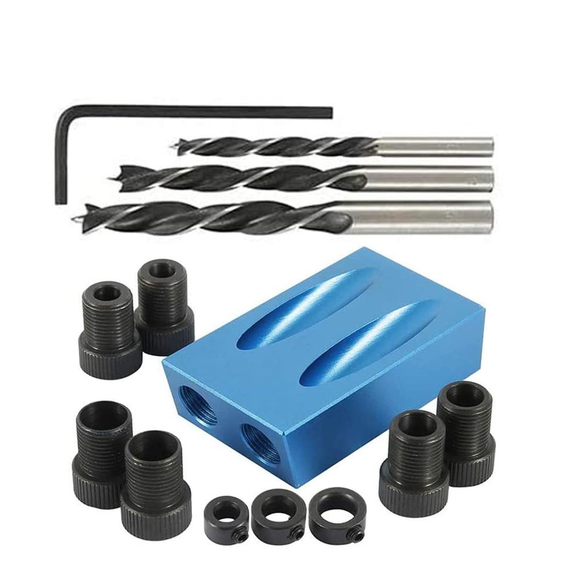 Pocket Hole Jig 14Pcs Kit - Woodwork Guides Joint Angle