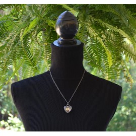 Plum Blossom Heart Necklace for Women, Mother's Day Jewelry Gift, Real Pressed Flower Pendant, White Wildflower Bloom, Gift for Girlfriend, Wife, Mom, Truly Artisan Hand Made by Bayou Glass Arts(28sf)