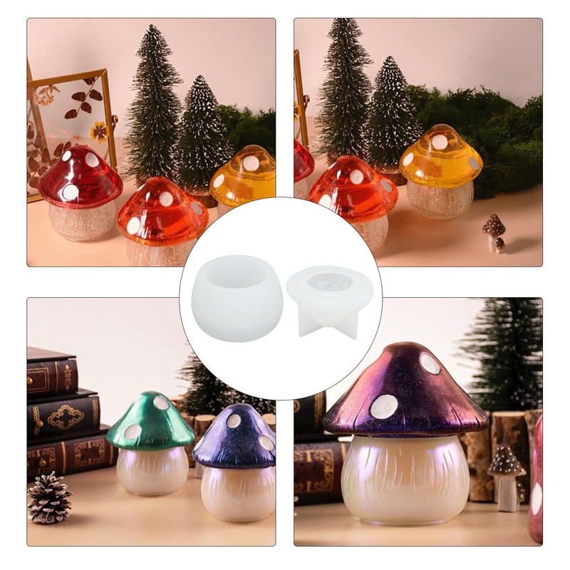 Mushroom Jar Silicone Molds Easy Demoulding Flexible Reusable Container Box