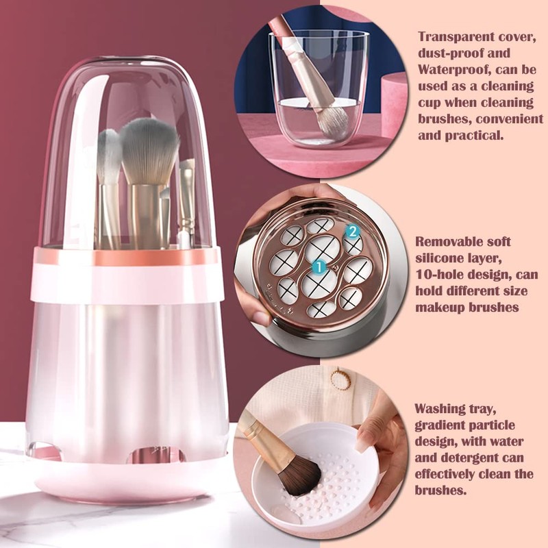 Tohoee 3 in 1 Makeup Brush Holder Cosmetic Organiser Removable